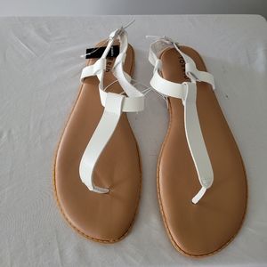 Torrid White T-Strap Sandles 10WW